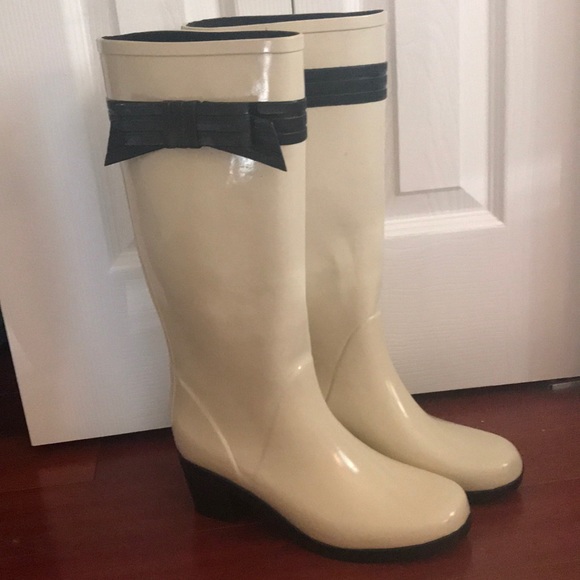cream rain boots